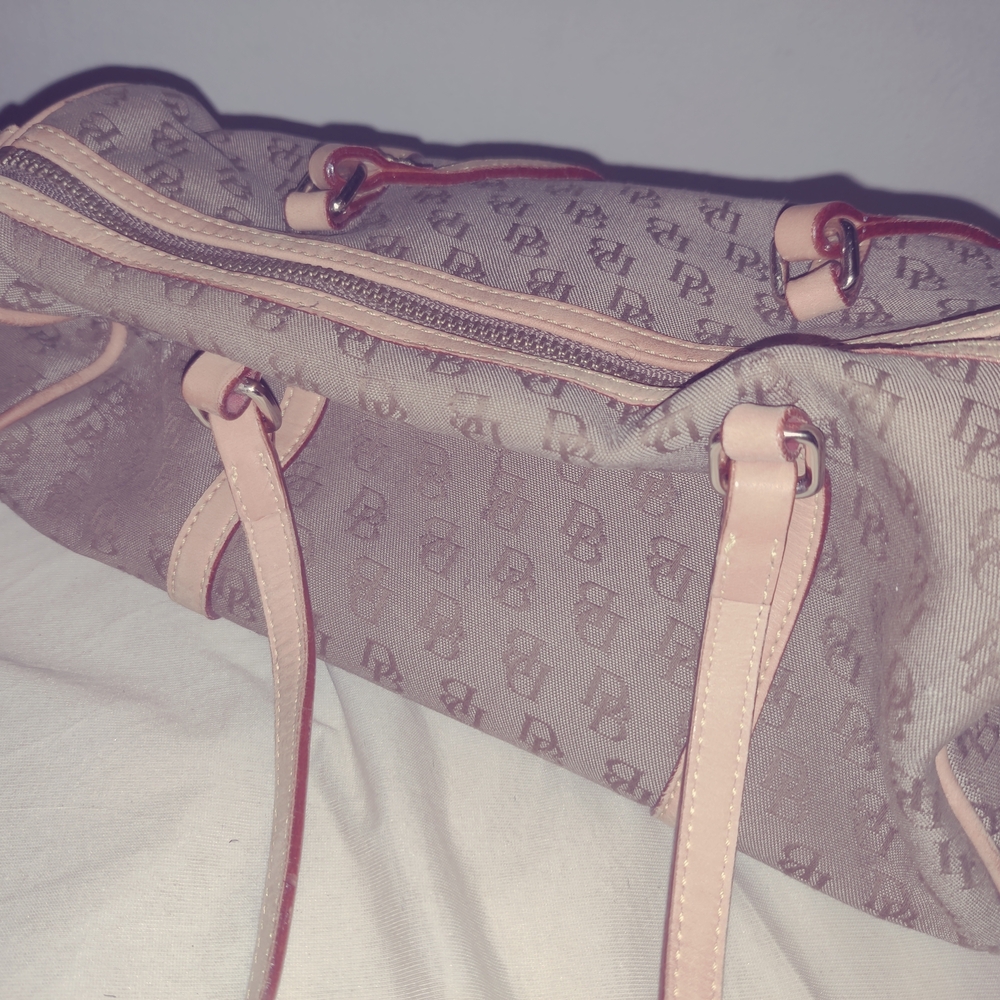 Dooney and Bourke Tan and Brown Tote Bag with Monogram Pattern